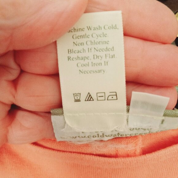 COLD Water Creek Sleeveless Dress Peach 100% cotton w/attached 1/2 tie at waist. - Picture 7 of 8